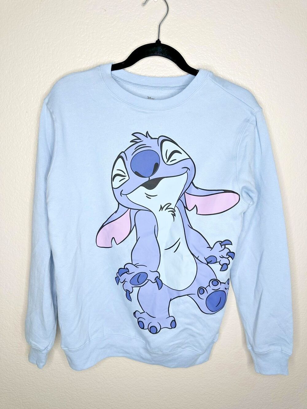 Disney Stitch Sweatshirt Womens Small Light Blue Crewneck Pullover Graphic Soft